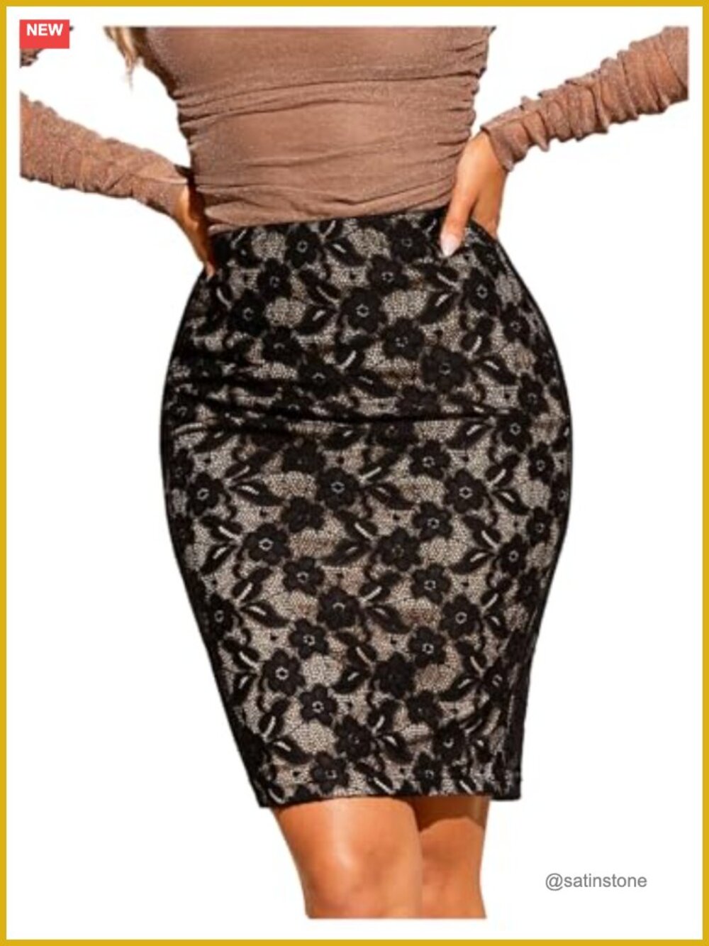 Lace Bodycon Skirt High Waisted Mini Pencil Skirt